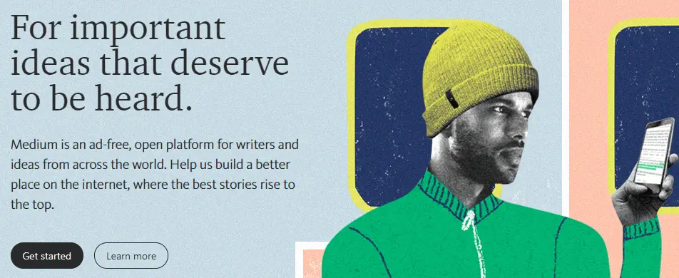 The Medium homepage.