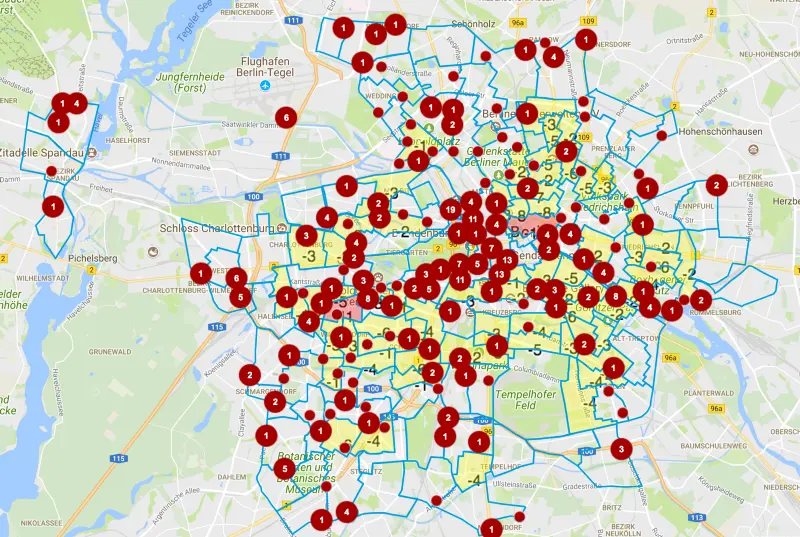 Berlin - the results looked something like this with a header to switch locations