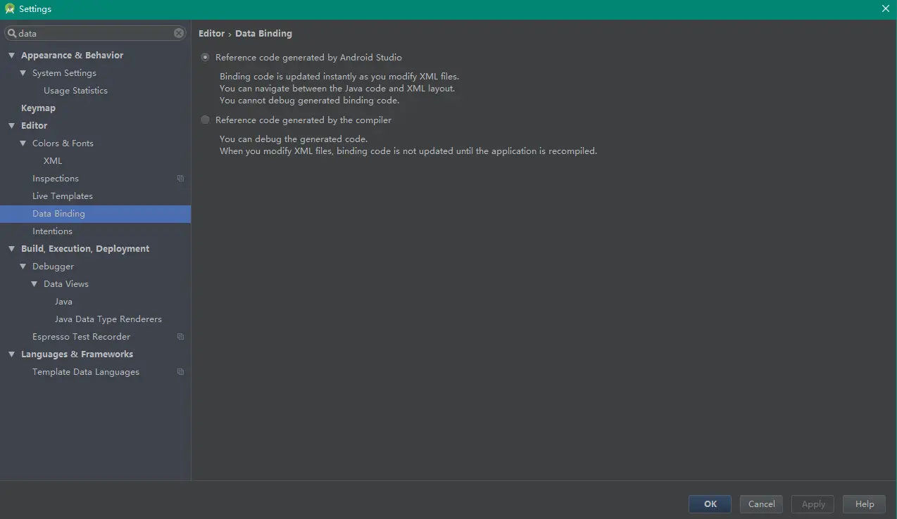 设置面板修改生成方式