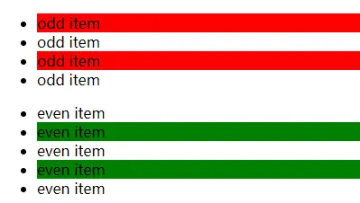 odd/even在隔行变色中的应用