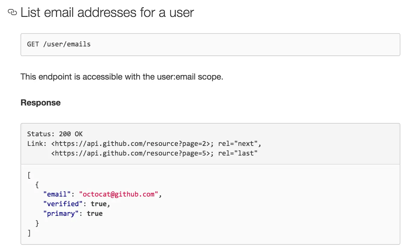 Github API 获取用户邮箱地址