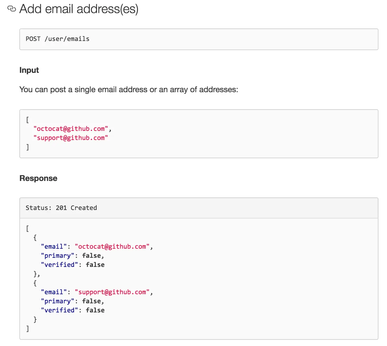 Github API 添加用户邮箱地址