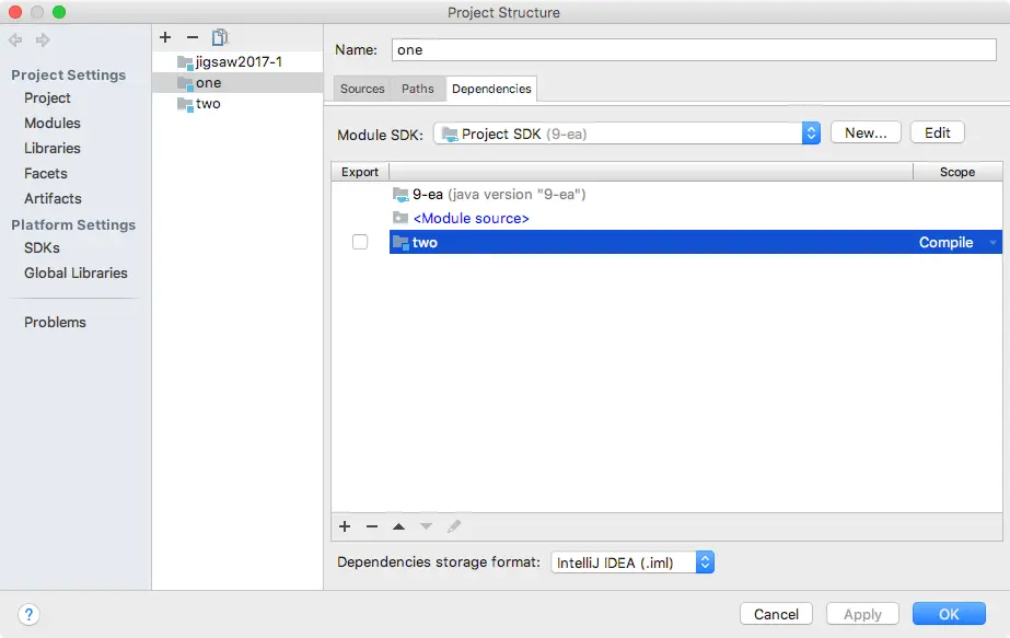 IntelliJ IDEA module dependencies