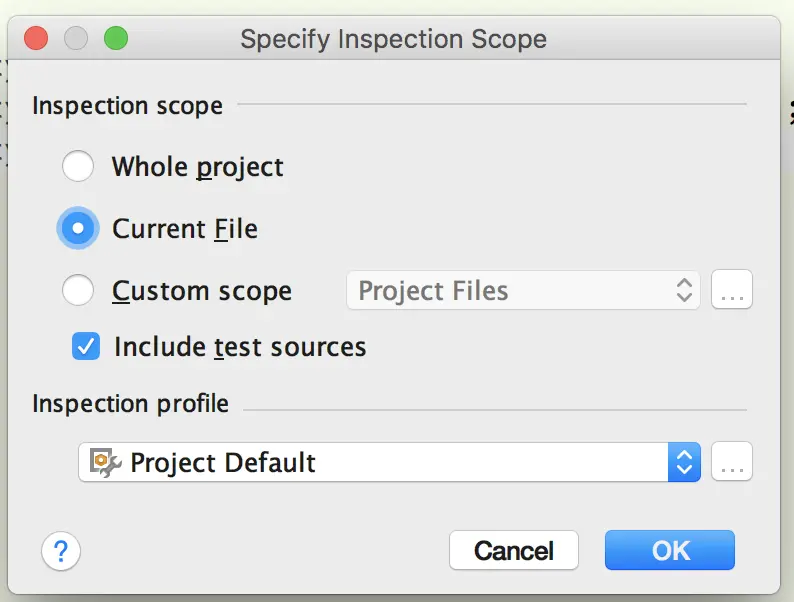 Specify Inspection Scope