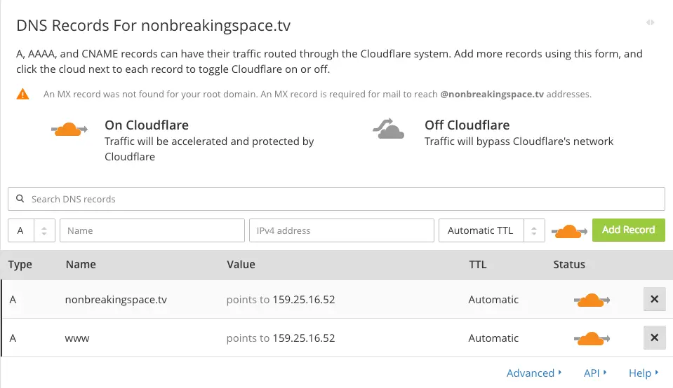 Cloudflare 给出的 DNS 记录报告