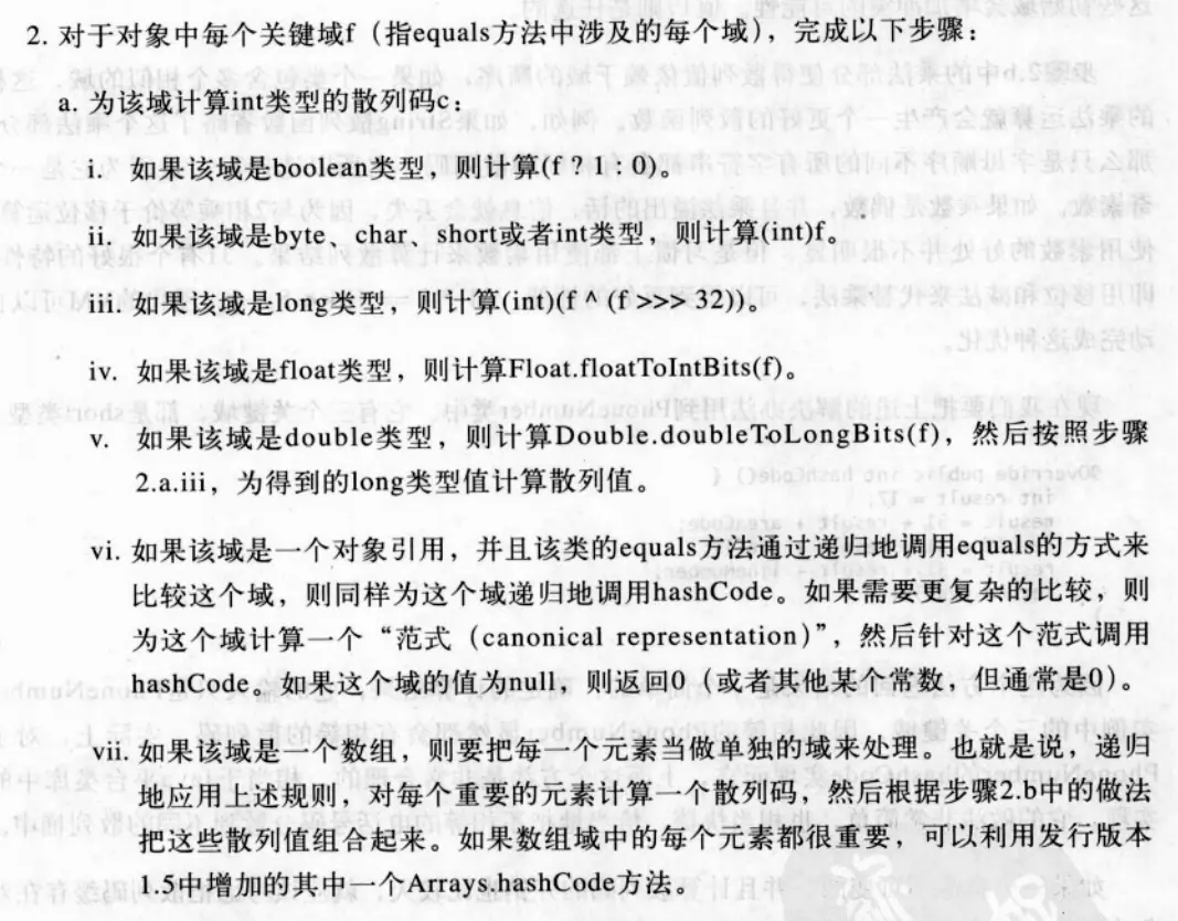 hashCode计算-图片来自于《Effective Java》