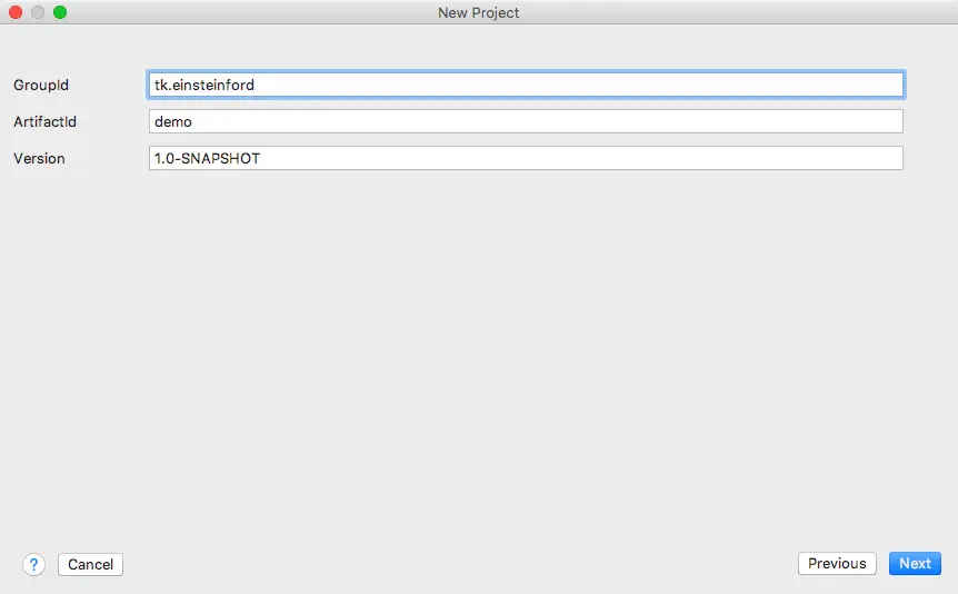 填写包名和项目名