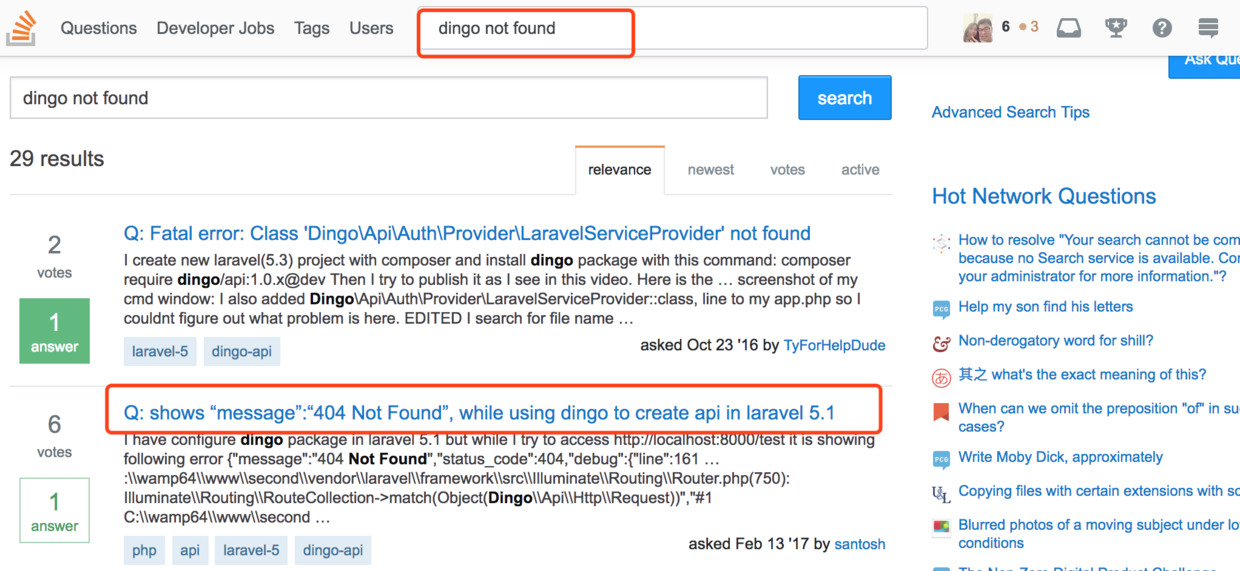 Stack Overflow搜索结果页
