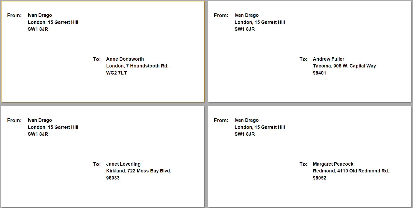 如何从地址列表中打印标签