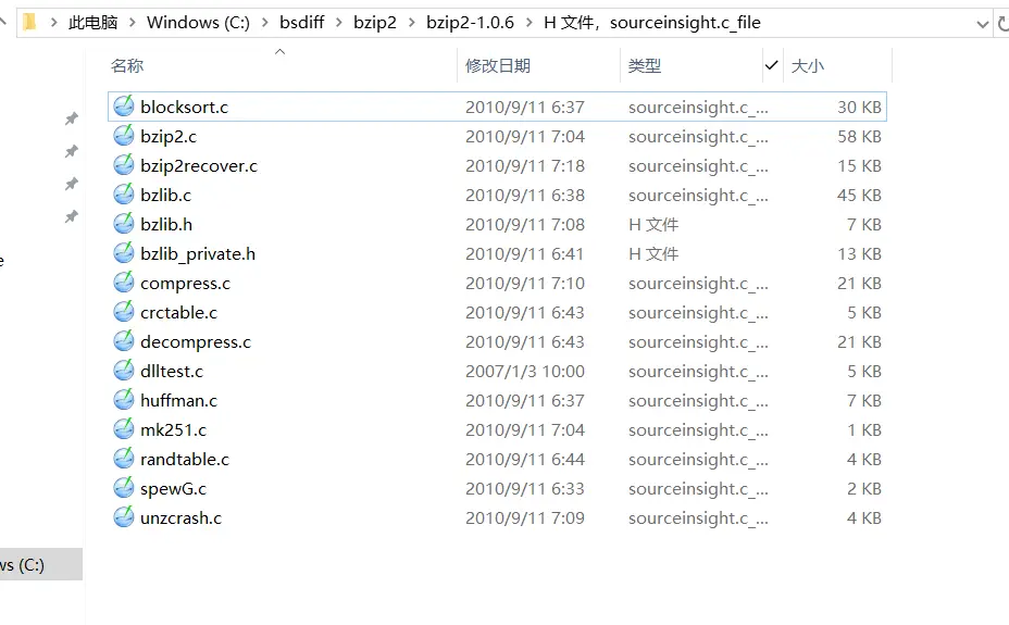 bzip2的所有.h和.c