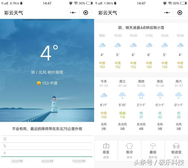 天冷须添衣，天气小程序关注你的身体健康