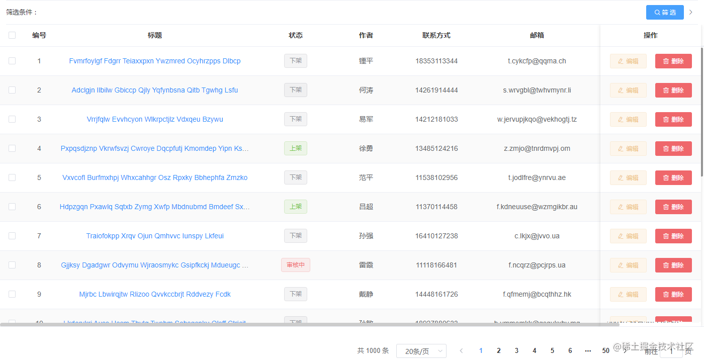 Vue2.5 结合Element UI 之Table 和Pagination 组件实现分页- 掘金