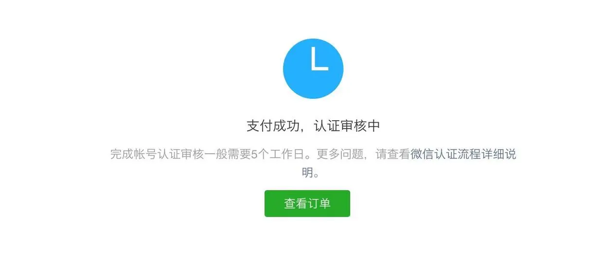 支付成功, 认证审核中