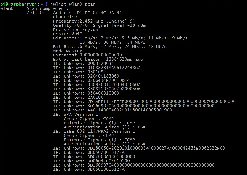iwlist wlan0 scan