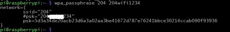 wpa_passphrase SSID password