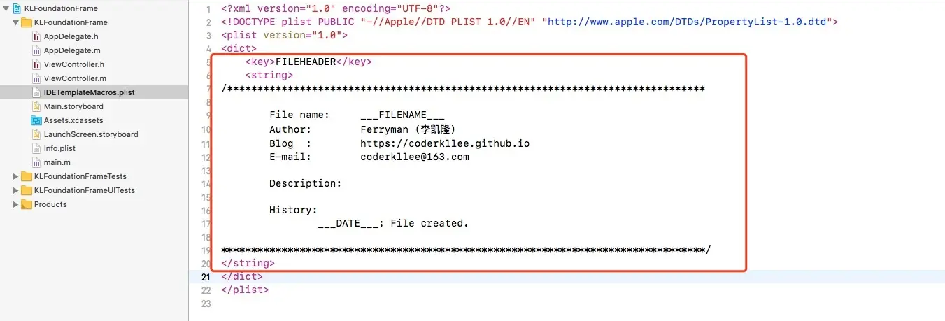 自定义的注释格式