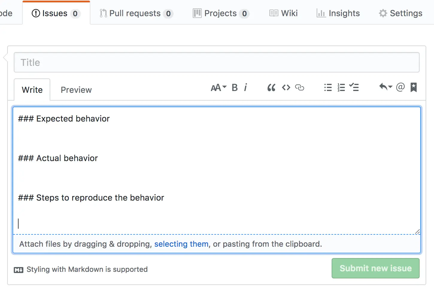github issue templates