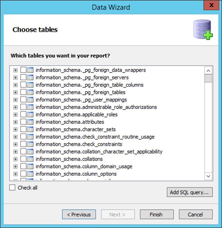 如何将报表连接到PostgreSQL数据库