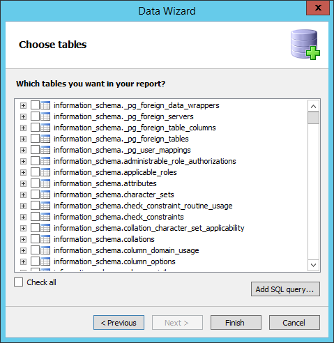 如何将报表连接到PostgreSQL数据库