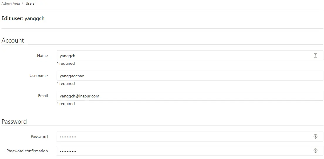 gitlab 修改用户信息