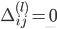 \Delta _{ij}^{(l)} = 0