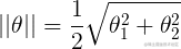||\theta || = \frac{1}{2}\sqrt {\theta _1^2 + \theta _2^2} 