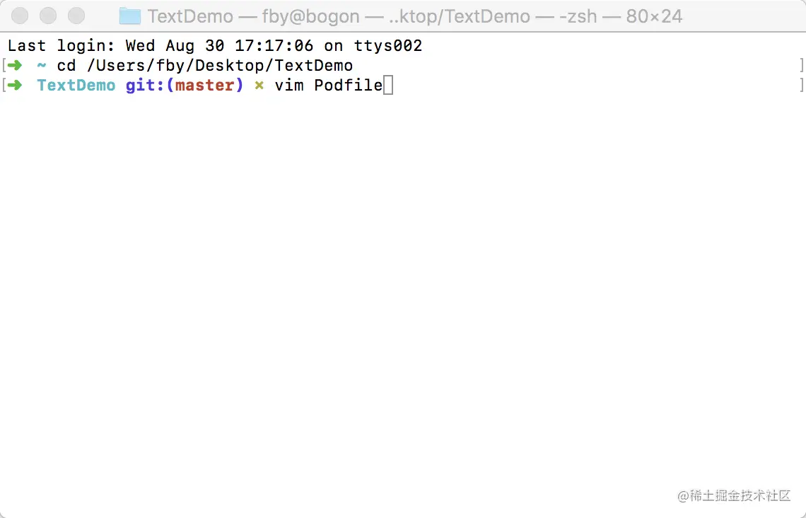 终端输入 vim Podfile