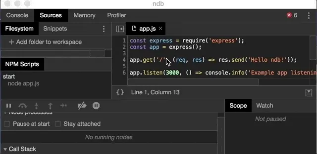 Blackboxing the module loader of Node.js