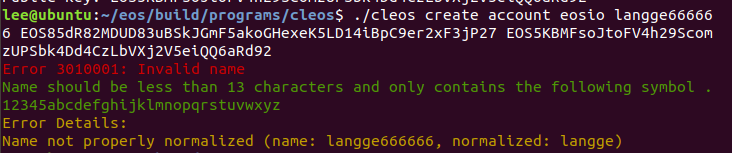 创建EOS账号错误