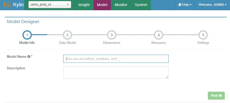填写 Model 的基本信息
