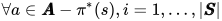 \forall a \in \pmb A - \pi^*(s),i=1,…,|\pmb S|