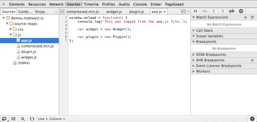 The Sources Tab in Chrome Dev Tools