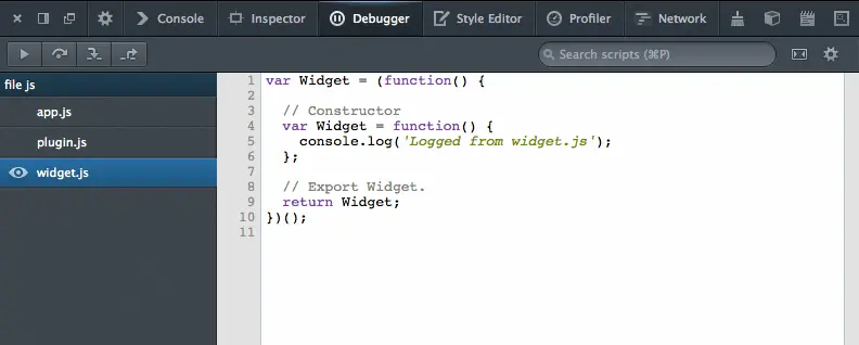 The Debugger Tab in the Firefox Developer Tools