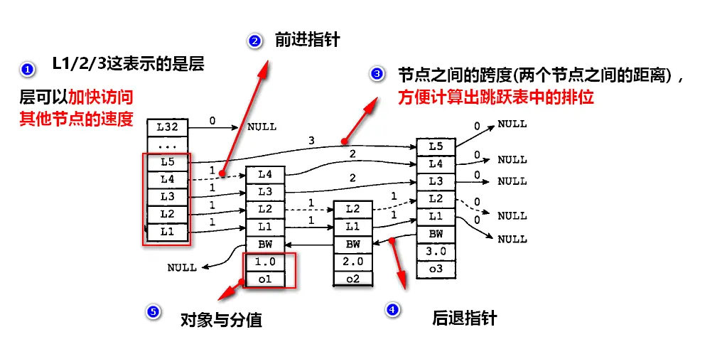 跳跃表节点的示例图