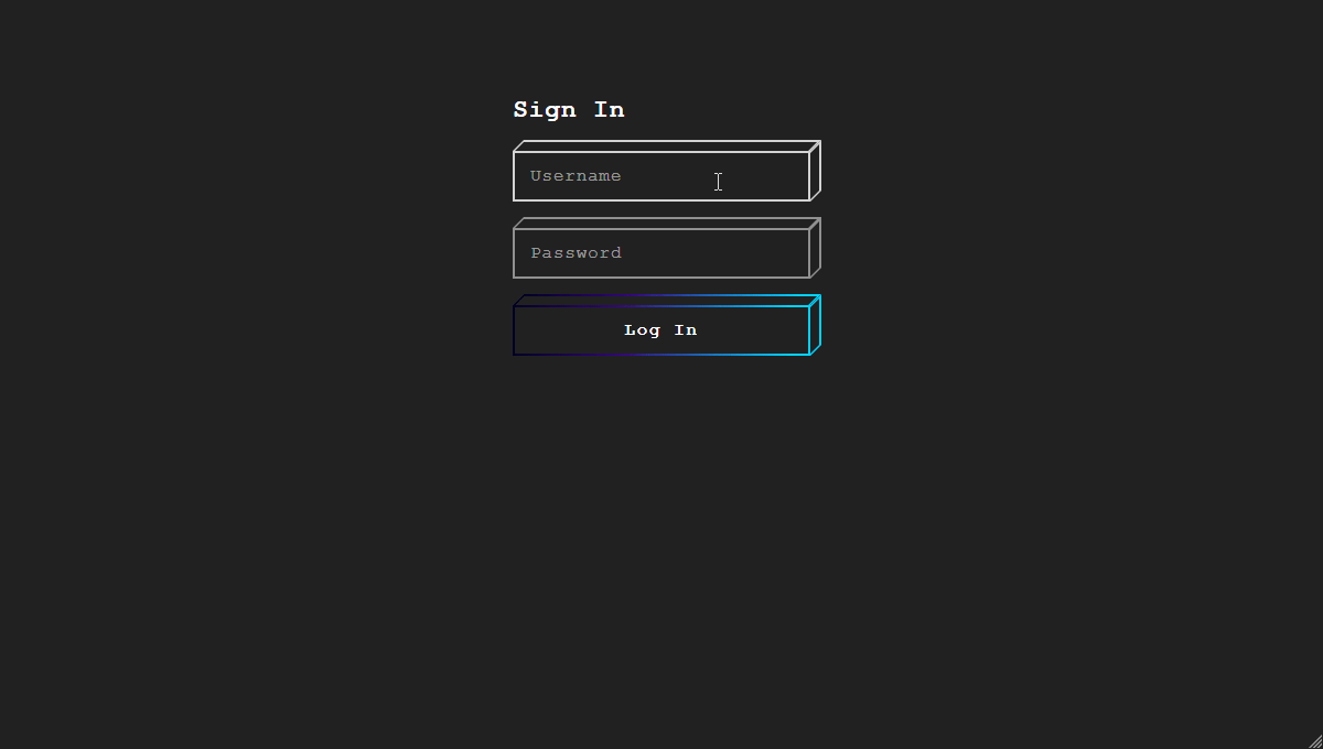 Cube Login Form - GIF Demo