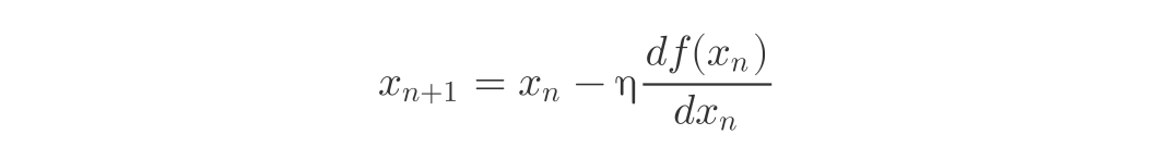? x_{n+1} = x_n -  η\frac{df(x_n)}{dx_n} ?
