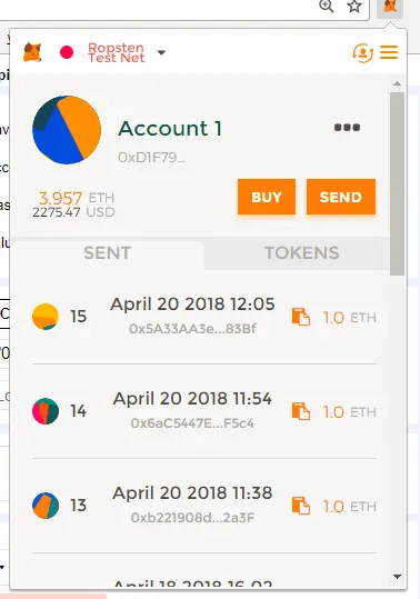 MetaMASK切换到ACCOUNT 1