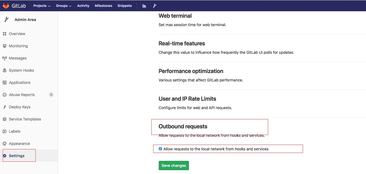 Gitlab 允许WebHook
