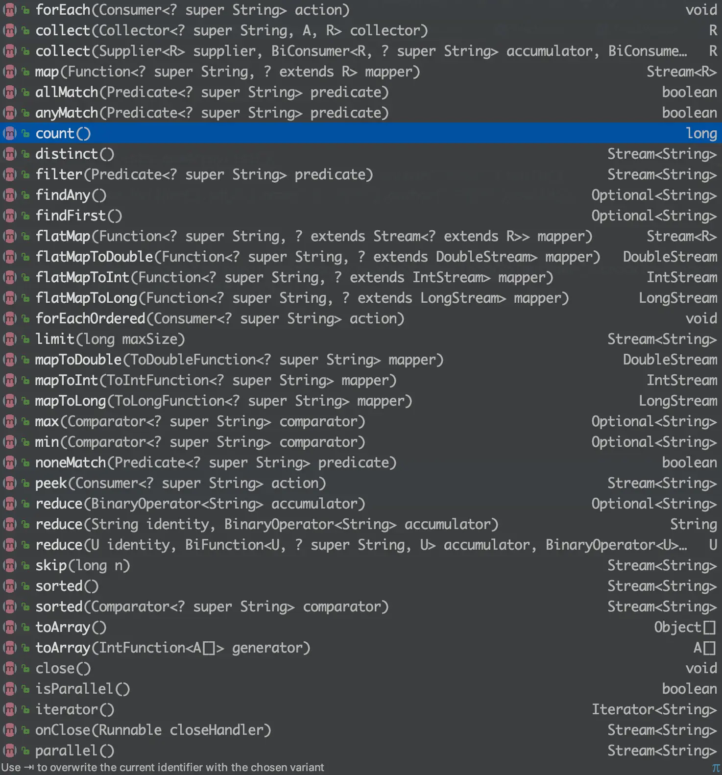 Streams提供的方法