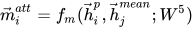 \vec{m}^{att}_i = f_m(\vec{h}^p_i, \vec{h}^{mean}_j;W^5)