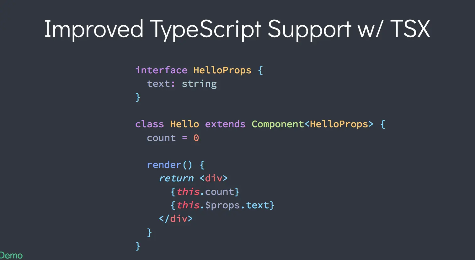 提供对TypeScript的支持（TSX）