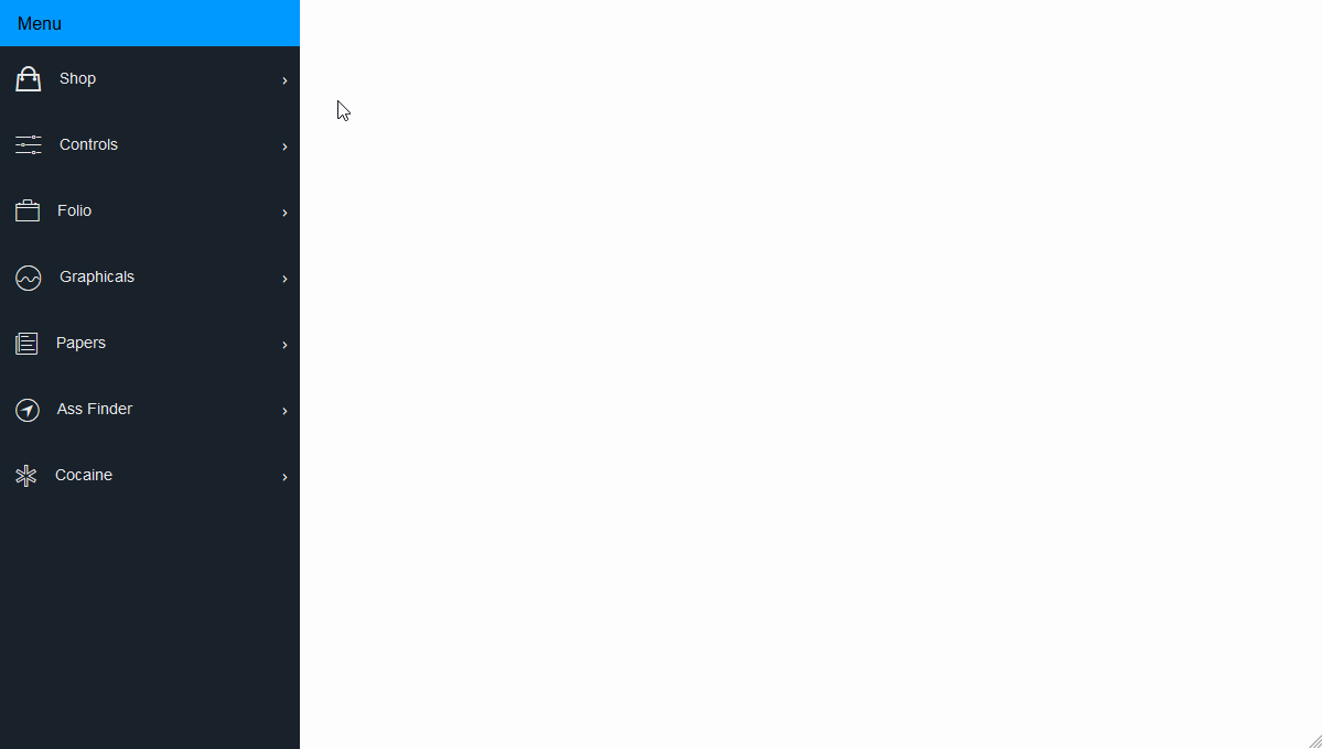 Pure CSS Fly in Sidebar Navigation - GIF Demo