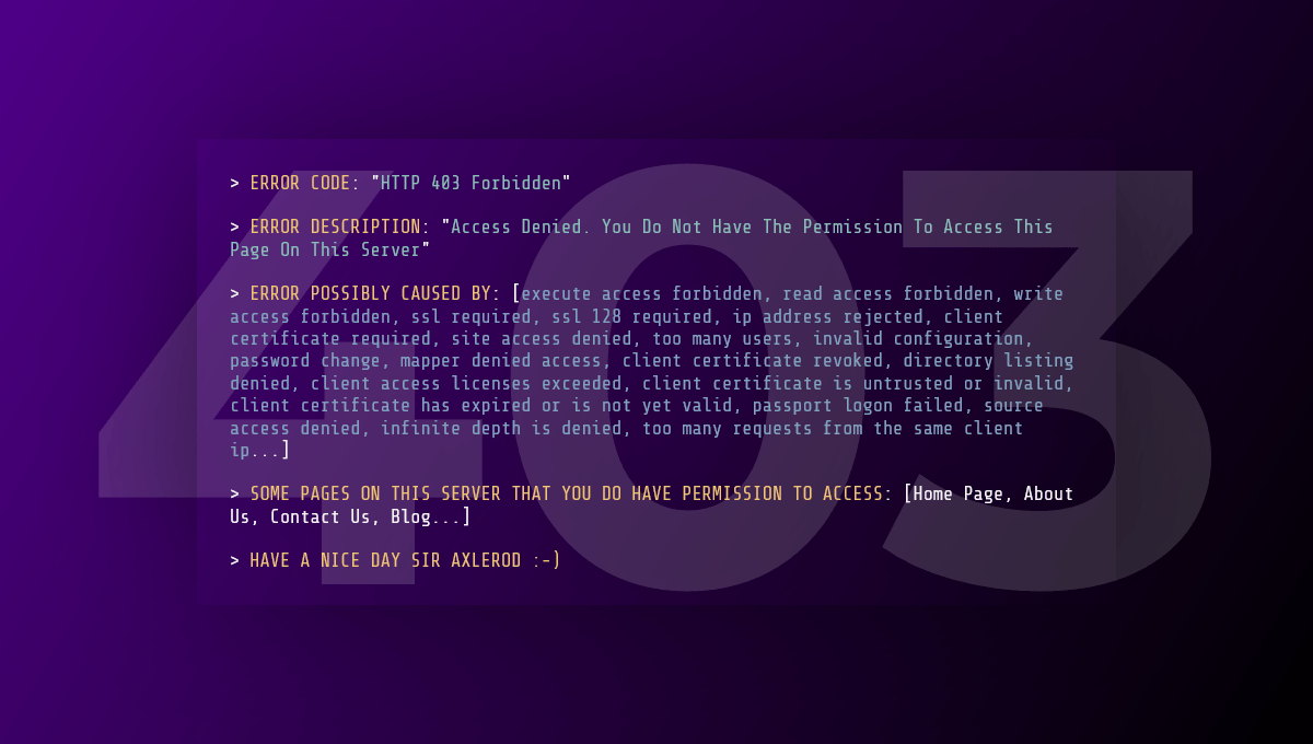 Demo image: 403 Forbidden Console HTML Theme