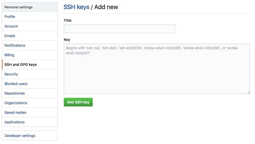 将 SSH keys 添加到 GitHub