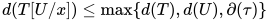 d(T[U/x])\leq \max\{d(T),d(U),\partial(\tau)\}