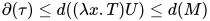 \partial(\tau)\leq d((\lambda x.T)U)\leq d(M)