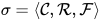 \sigma =\langle \mathcal{C},\mathcal{R},\mathcal{F} \rangle