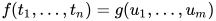 f(t_1,\dots,t_n)=g(u_1,\dots,u_m)