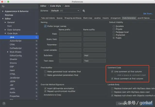 “全栈2019”Java第八章：IntelliJ IDEA设置注释不显示在行首