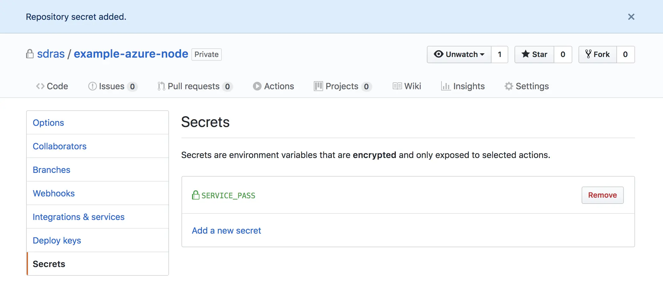 在设置中添加秘钥